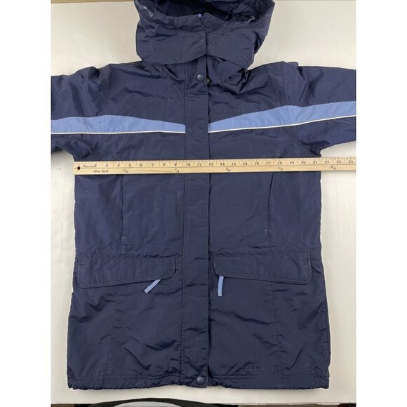 L.L. Bean Full Zip Hooded Ski Jacket Women’s S Inside Pockets Blue Nylon CYF3 - Picture 4 of 12